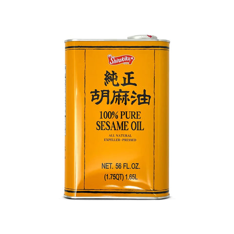 Shirakiku Pure Japanese Sesame Seed Oil Premium Low Carb Expeller Pressed and Rich Flavor Natural Sesame Seed Oil Perfect for Authentic Oriental Asian Cuisine (Toasted) 56 Fl Oz