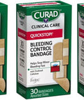 Curad Quickstop Flex-Fabric Bandages Quickstop Bleeding Control Technology Assorted Sizes 30 Count (Pack of 3)