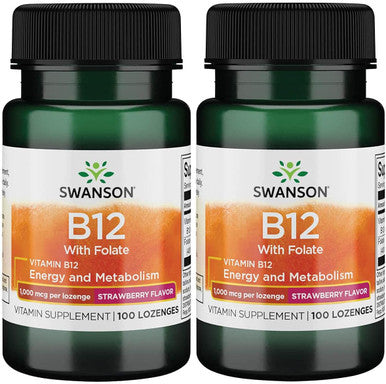 Swanson Vitamin B-12 Lozenges 1000 mcg 100 Lozenges (2 Pack)