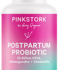 Pink Stork Postpartum Probiotics with Ashwagandha and Chamomile Postpartum Essentials for Hormone Balance Mood Support Gut Health Digestive Wellness Postnatal Vitamins for Women 30 Capsules