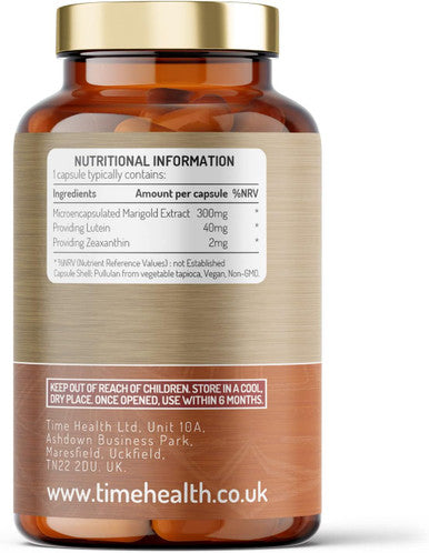 Lutein 40Mg With Zeaxanthin 2Mg Micro-Encapsulated Formula 100% Pure Natural Highly Bioavailable Uk Manufactured (120 Capsule Pouch)