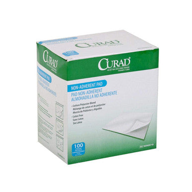 Curad Sterile Non Adherent Pads for gentle wound dressing and absorption without sticking 100 Count (Pack of 1)