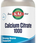 Kal Calcium Citrate 1000Mg, Calcium Supplements For Women And Men, Bone Health, Teeth, Nervous, Muscular & Cardiovascular System Support, Gluten And Lab Verified, 60 Servings, 180 Tablets