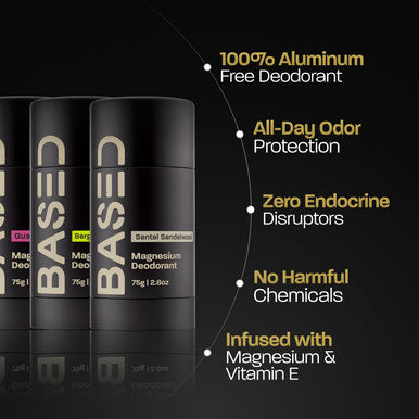 Based Bodyworks Performance Deodorant For Men All Day Odor Protection Aluminum With Magnesium Beeswax & Shea Butter 100% Paraben Sulfate Phthalate Naturally-Derived Guava Nectar Scent
