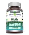 Amazing Formulas Biotin Supplement |15000 Mcg Per Serving | 120 Tablets | Non-Gmo | Gluten Free | Made In Usa