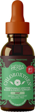Herbs Etc. ChlorOxygen Chlorophyll Concentrate Mint Alcohol Free Liquid Extract Liquid Chlorophyll Drops
