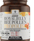 Bee And You Royal Jelly Tablet, Propolis Extract, Bee Pollen, 100% Natural Superfood, Ultra Pure, Immune Support Supplement, Improve Energy, Focus, Antioxidants, Fresh, Keto, Paleo, Gluten- 60Ct