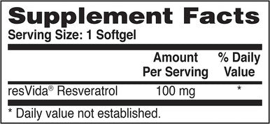 Health Thru Nutrition Resvida Resveratrol Softgels 100mg Pack of 60