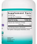 NutriCology Calcium Citrate Bone Teeth Muscle Nerve Support 180 Vegetarian Capsules
