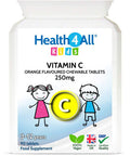 Kids Vitamin C 250mg 90 Tablets (V) . Vegan Chewable Vitamin C Tablets for Children 3+. Made in The UK by Health4All