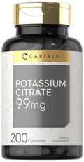 Potassium Citrate 99Mg | 200 Capsules | Non-Gmo And Gluten Free Supplement | By Carlyle