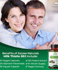 Zazzee Organic Milk Thistle 50:1 Extract, 20,000 Mg Strength, 200 Vegan Capsules, 80% Silymarin Flavonoids, Over 6 Month Supply