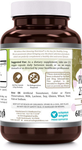 Amazing Nutrition Flora Probiotic Supplement | 25 Billion-10 Strains | 60 Veggie Capsules | Non-GMO | Gluten- | Made in USA