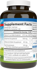 Carlson EGems Elite 1000 IU Vitamin E with Tocopherols and Tocotrienols Heart Health and Optimal Wellness Antioxidant 120 soft gels