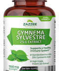 Zazzee Organic Gymnema Sylvestre 25:1 Extract, 7500 Mg Strength, 25% Gymnemic Acid, 120 Vegan Capsules, 4 Month Supply, Standardi