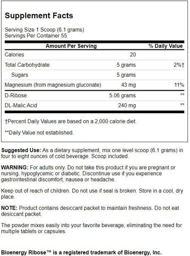 Swanson D-Ribose with Malic Acid Complex Powder 12 Ounce (340 g) Pwdr (2 Pack)