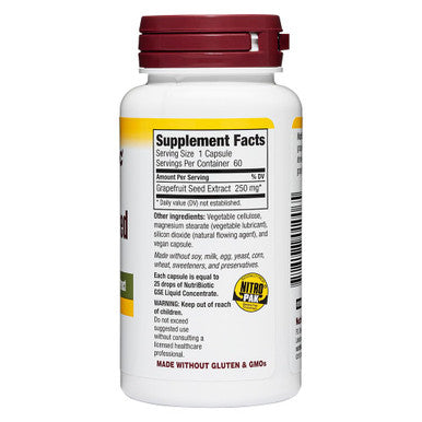 NutriBiotic Grapefruit Seed Extract Maximum Strength 250mg 60 Capsules