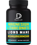 Dedicad Magnesium L-Threonate Capsules With Lions Mane Mushroom & Ashwagandha Root - 210 Capsules - 1000Mg Per Serving