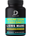 Dedicad Magnesium L-Threonate Capsules With Lions Mane Mushroom & Ashwagandha Root - 210 Capsules - 1000Mg Per Serving