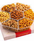 NUT CRAVINGS - Purim Mishloach Manot Mixed Nuts Gift Basket in Red Gold Box (7 Assortments, 1 LB) Ramadan Gifts Treats for Adults, Food Arrangement, Healthy Snack Care Package, Kosher