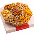 NUT CRAVINGS - Purim Mishloach Manot Mixed Nuts Gift Basket in Red Gold Box (7 Assortments, 1 LB) Ramadan Gifts Treats for Adults, Food Arrangement, Healthy Snack Care Package, Kosher