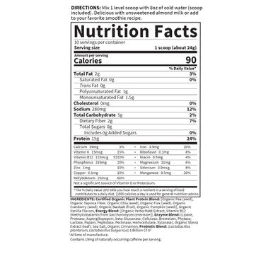 Garden of Life Organic Plant Protein Smooth Energy Powder 10 Servings - Vegan Grain Free & Gluten Free Plant Based Protein Shake With Yerba Mate Vitamin B12 Probiotics & Enzymes 15G Protein