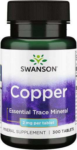 Swanson Copper Mineral Supplement - 2 mg (Copper Chelate) - Antioxidant Immune System and Cell Support - 300 Tablets