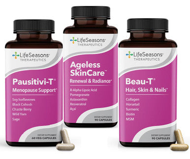 Lifeseasons Pausitivit With Beaut & Ageless Skincare Menopause Support Supplement Relief For Hot Flashes Hormone Imbalance & Night Sweats Sage Chasteberry Soy Isoflavones & Black Cohosh