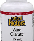 Natural Factors Zinc Citrate 15mg Support for Healthy Skin Immune Function 90 Tablets