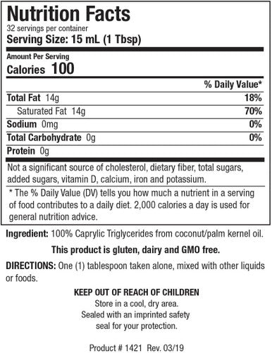Biotics Research Bio MCT Brain Fuel Brain Energy Pure Energy Medium Chain Triglycerides MCT Caprylic Triglyceride 16 Fluid Ounces