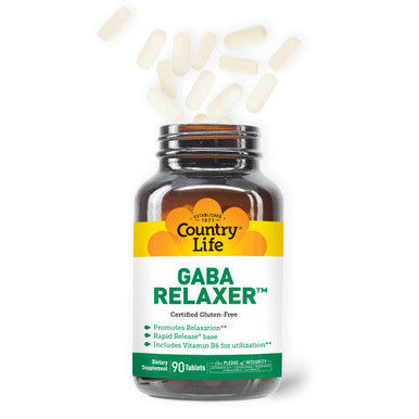 Country Life Gaba Relaxer 90 Tablets Certified Gluten Free Certified Vegan