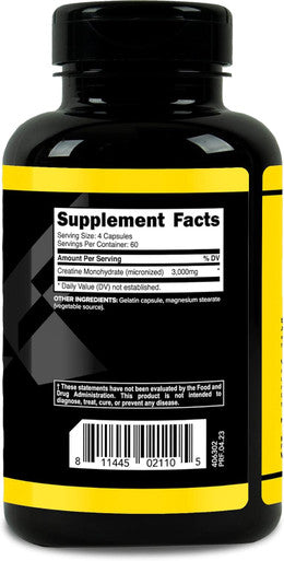 Primaforce Creatine Monohydrate Capsules - 240 Capsules 3000mg per Serving Gluten and Non-GMO