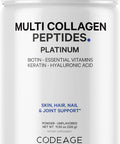 Codeage Multi Collagen for Women & Men Biotin 10000mcg Keratin Protein Powder Vitamin C B6 D3 Hyaluronic Acid Niacin - Hydrolyzed Collagen Coffee Creamer 5 Types - Unflavored - Non-GMO - 11.5oz