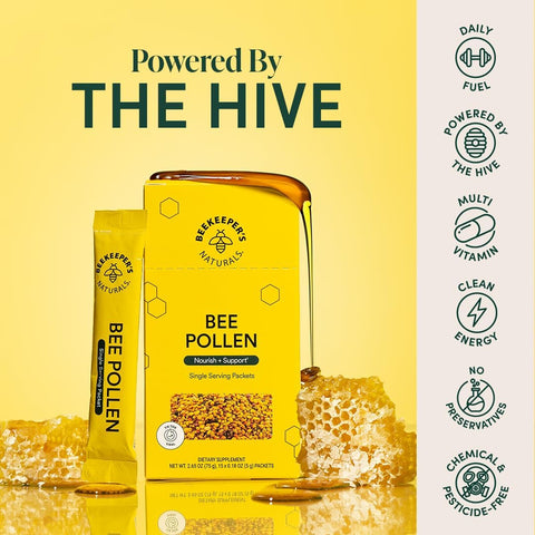Beekeeper'S Naturals - 100% Raw Bee Pollen Granules Natural Preserved Enzymes Source Of Vitamin B Minerals Amino Acids & Protein - Paleo & Keto Friendly Gluten (5.2 Oz)