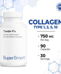 Supersmart TendoFix 750 mg Per Day Increases Joint Mobility Reduces Inflammation with Collagen NonGMO Gluten Free 90 Vegetarian Capsules