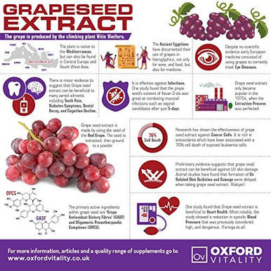 Grape Seed Tablets | 6000mg Supplement | Antioxidant, Vision Care & Vascular Heath | Oxford Vitality