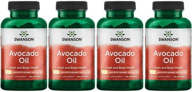Swanson Avocado Oil - Natural Supplement Full of Essential Fatty Acids - Made with Organic Avocado Oil - (60 Softgels 1g Each) (4 Pack)