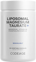 Codeage Liposomal Magnesium Taurate+ Supplement - Magnesium from Magnesium Taurate Vitamin B6 as Pyridoxal 5-Phosphate 2-Month Supply - Liposomal Delivery Vegan Non-GMO Gluten- 120 Capsules