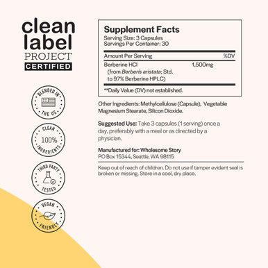 Berberine Supplement 1500mg | Berberine 500mg Per Capsule | 97% Standardized Purity | Supports Metabolic Profiles & Hormonal Balance | 90 Berberine HCL Capsules | Berberine Supplements 30-Day Supply
