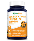 Sea Buckthorn (Omega 7) 2250mg 200 Veggie Powder Caps - Extract 5:1, Non-GMO &