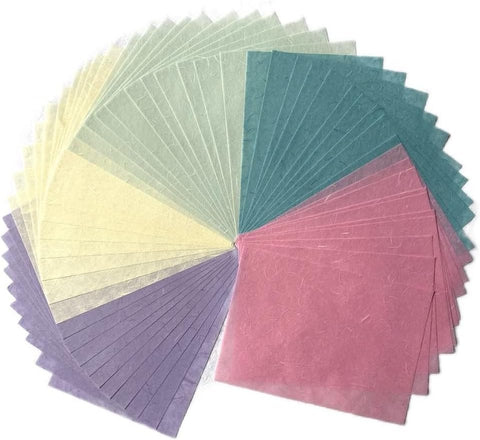 A5 50 Sheets Natural Fiber Mulberry Tree,Mulberry paper Sheets Square Origami, Arts Folding Craft, Decoration, Paper for DIY Crafts. 8.3" x 5.8" (Purple Tone, A5)
