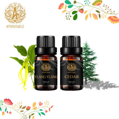 Aromatherapy Ylang Ylang Essential Oil Set for Diffuser, 100% Pure Cedar Essential Oil Kit for Humidifier, 2x10ml Therapeutic Grade Cedar Essential Oils Set - Ylang Ylang & Cedar Oils for Massage,Home
