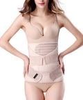 3 in 1 Postpartum Support Recovery Belly Wrap Waist/Pelvis Belt Body Shaper Postnatal Shapewear,Plus Size Beige
