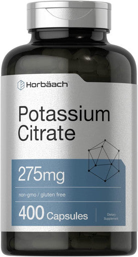 Potassium Citrate Supplement 275 mg | 400 Capsules | Non-GMO, Gluten Free | by Horbaach