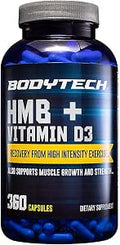BODYTECH HMB + Vitamin D3 Supports Muscle Growth and Strength 360 Vegetable Capsules
