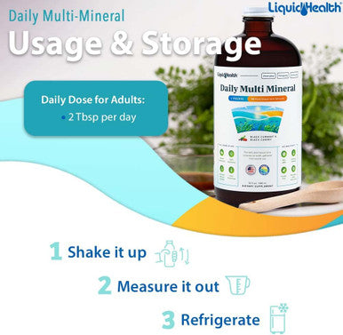 Liquidhealth Daily Multi Mineral Liquid Supplement with Fulvic Acid Plant Based Ionic Aquamin Sea Trace Ocean Minerals - Immune Support Energy Gut Health Detox - Vegetarian Sugar- (32 oz)