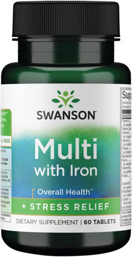 Swanson Premium - Multi with Iron - Ashwagandha and L-theanine (60 Tablets)