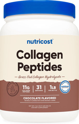 Nutricost Grass-Fed Collagen Powder 1LB (454 G) (Chocolate) - Grass Fed Bovine Collagen Hydrolysate - Collagen Peptides