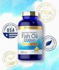 Carlyle Burpless Fish Oil 1200 Mg | 300 Softgels | With 360 Mg Omega-3 Fatty Acids | Natural Lemon Flavor | Non-Gmo, Gluten Free