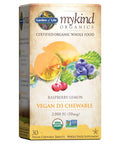 Garden of Life Organic Vitamin D - mykind Organics Vegan D3 Chewable - Raspberry Lemon, 2,000 IU (50mcg) Whole Food Vitamin D3 from Lichen Plus Food & Mushroom Blend, Gluten Free, 30 Chewable Tablets